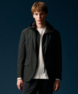 JOSEPH ABBOUD MOUNTAIN 【フードが外せる】メランジハイパワー2wayストレッチ ジャケット カーキ系