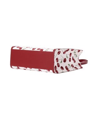 Maison de FLEUR チェリー柄ゴブランスクエアトートバッグ Red