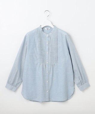 J.PRESS LADIES 【洗える】BEZピンチェック ピンタック ブラウス ダルブルー系3