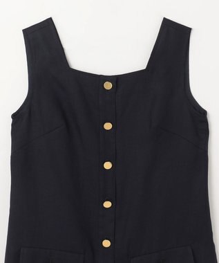 GRACE CONTINENTAL リネンタッチ配色ワンピース ネイビー