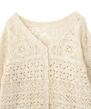 AMERICAN HOLIC 【前後2WAY】レース透かし編みニットカーディガン Ivory