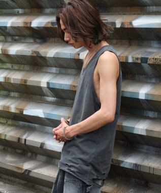 WEGO ダメージタンクトップ スミクロ