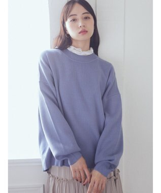 earth music&ecology アンチピリングバックスリットプルオーバー Blue