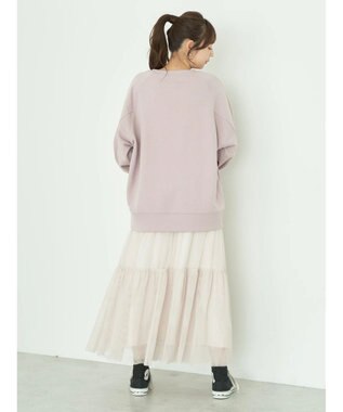 earth music&ecology 裏毛ロゴチュニック Pink Beige