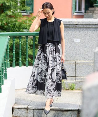 自由区 【洗える】バックサテンジョーゼット  ブラウス ネイビー系