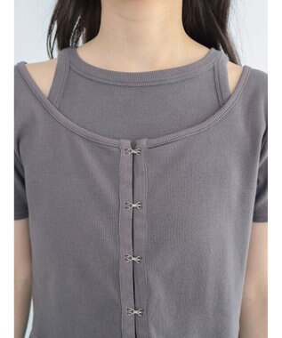 Green Parks ・swing by SET2点カーディガン&タンク Charcoal Gray