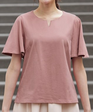 Tiaclasse 【おのののかさん着用】「サマケア」キーネックフレアスリーブトップス ピンク