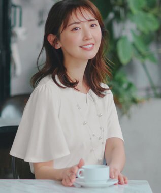 Tiaclasse 【おのののかさん着用】「サマケア」キーネックフレアスリーブトップス オフ