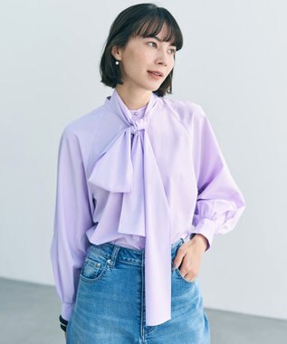 UNFILO 【取り外し可能なボウタイ付き/セレモニー】2WAY ボウタイブラウス ラベンダー