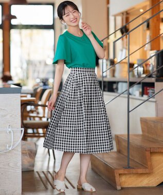 Tiaclasse 【おのののかさん着用】「サマケア」キーネックフレアスリーブトップス グリーン