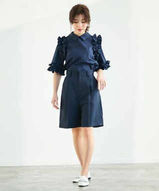 #Newans ストレートシルエットハーフパンツ ネイビー