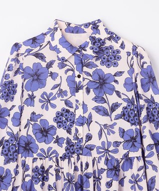 GRACE CONTINENTAL フラワープリントティアードワンピース ブルー