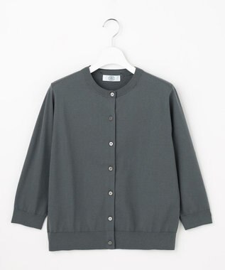J.PRESS LADIES S 【2WAY】レースカラーコンビ カーディガン グレー×ライトグレー系