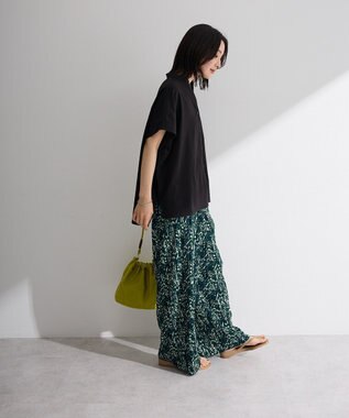 Green Parks 半袖シアースキッパーブラウス Black