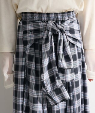 Green Parks イージーケアチェックボリュームスカート Black