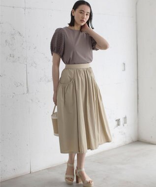 組曲 S 華感コンビネーションスリーブ カットソー モカグレー系