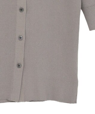 Green Parks ポロ襟5分袖リブニット Gray Beige