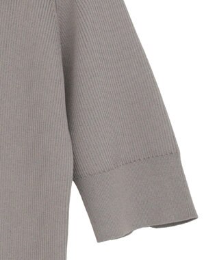 Green Parks ポロ襟5分袖リブニット Gray Beige