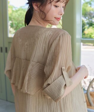 Tiaclasse 【洗える】楊柳バックフリルブルゾン ベージュ