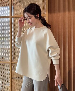 UNFILO L 【野呂佳代さん着用】BEAUTY FORM JERSEY バックZIPプルオーバー クリーム