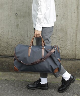 UNBILLION 【テレビ ドラマ着用アイテム】Otias 1681デニール×白化合皮ボストンL ネイビー