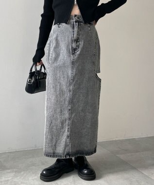 WEGO サークルカットレイヤードデニムロングスカート デニムブラックソノタ