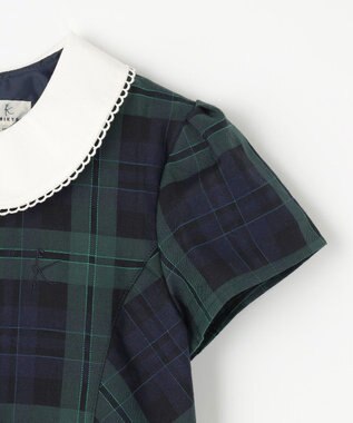 組曲 KIDS 【150-170㎝】クラシックチェック ワンピース グリーン系3