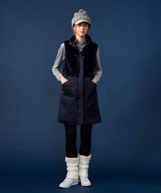 23区GOLF 【WOMEN】フェイクファー×キルト ワンピース 1枚で暖かい寒い日の防寒アイテムに◎ ネイビー系