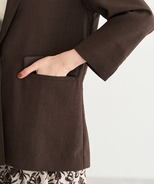 YECCA VECCA マシンウォッシャブルリネンライクジャケット Brown