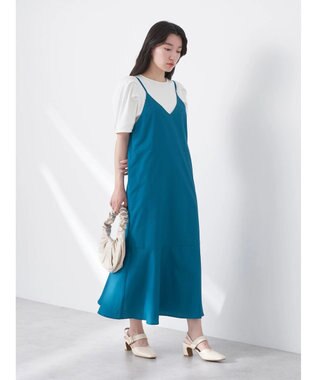 earth music&ecology Ｖネック裾切替キャミワンピース Deep Blue