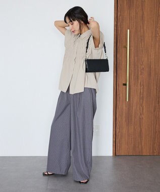 CRAFT STANDARD BOUTIQUE シャーリングショートスリーブブラウス Beige