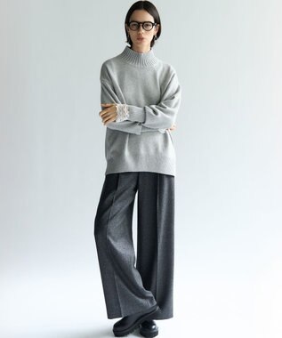 23区 S 【洗える】ナチュラルコットンベア レースレイヤード カットソー ホワイト系