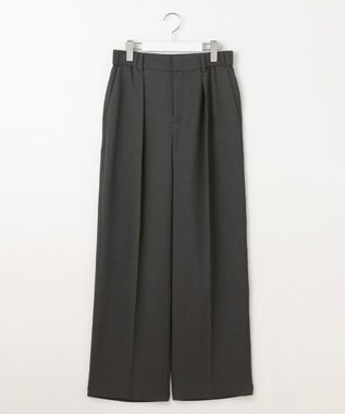 自由区 L 【セットアップ対応・接触冷感・洗える】リネンライクシンセティックワイドストレート パンツ スレート