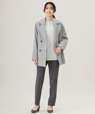 J.PRESS LADIES L Jackal 140sソフトメルトン Pコート ライトグレー系