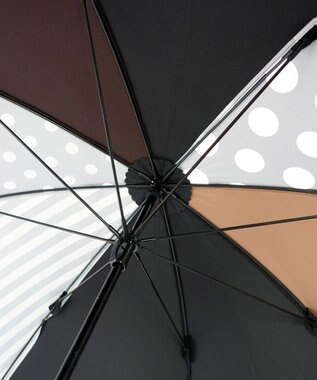 +RING レディース向け プラスリング 雨傘（長）60cm BLK/BRN T1402 黒