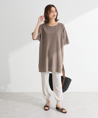 Green Parks ピグメント裏毛切りっぱなしチュニック Brown