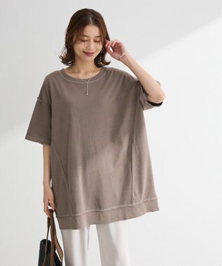 Green Parks ピグメント裏毛切りっぱなしチュニック Brown