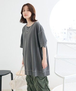 Green Parks ピグメント裏毛切りっぱなしチュニック Brown