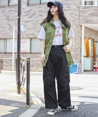 WEGO 【ユニセックス着用ITEM/SMLサイズ展開】ワイドカーゴパンツ ブラック