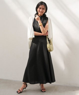 UNFILO リネンレーヨン ノースリーブブラウス ブラック