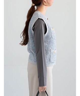 Te chichi ツイードニットベスト グレー