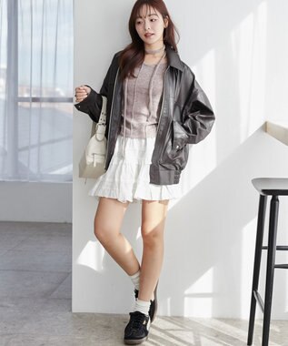 WEGO ヴィンテージライクPUフライトジャケット ダークブラウン