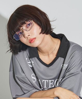 WEGO メタルフレームスクエアアイウェア シルバー