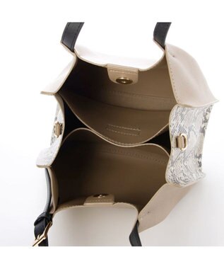 UNBILLION カシュカシュ cachecache / フェイクレザーショルダーバッグ付スクエアトート パイソン