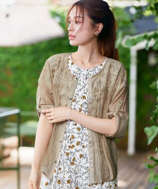 Tiaclasse 【洗える】楊柳バックフリルブルゾン ベージュ