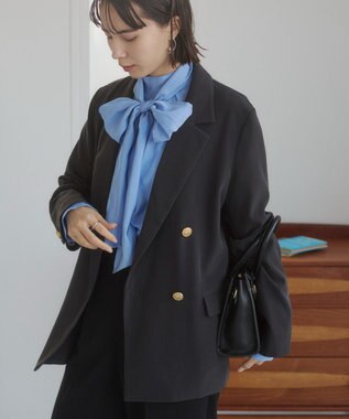 WEGO 【ANGIE VINTAGE/S/Mサイズ展開 / オケージョン対応 / セレモニー対応】ゴールドボタン テーラードジャケット / 金ボタン ダブル ブレザー ダークグレー