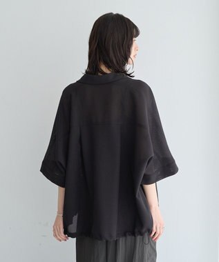 YECCA VECCA 　裾ドロストメッシュシャツ Black