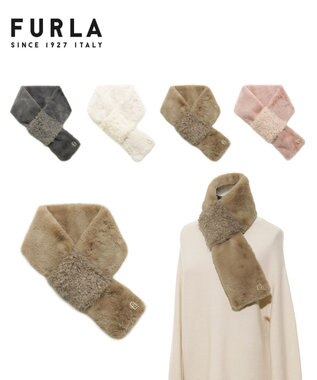 MOONBAT FURULA バイカラー フェイクファーマフラー ブラウン