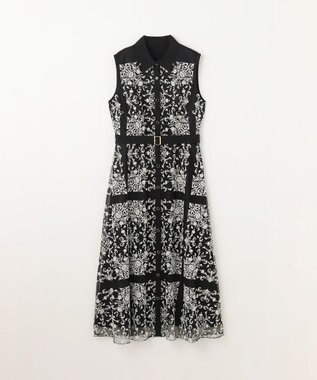 GRACE CONTINENTAL 刺繍フレアドレス ブラック