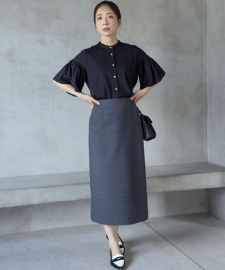 組曲 ギャザースリーブクリア カットソー ブラック系